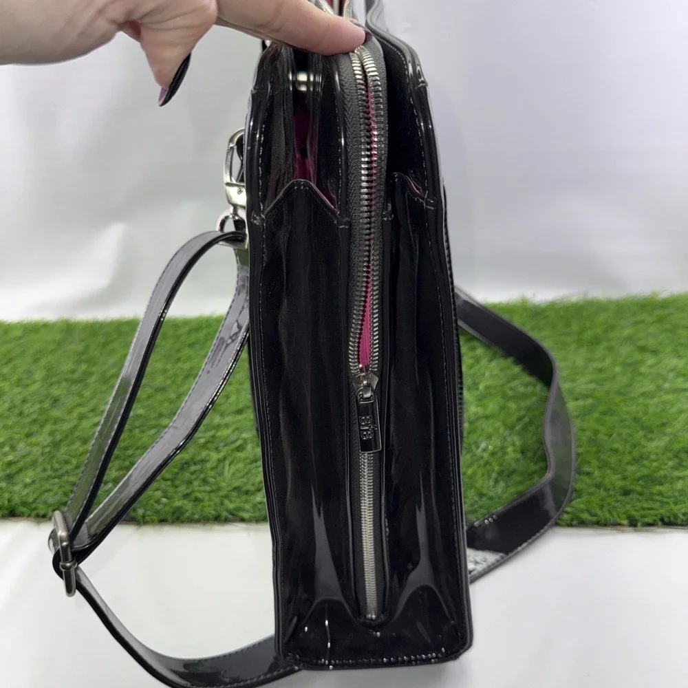 MY BEST FRIEND IS A BAG Black Patent Faux Snakeskin 17